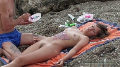 Naked body art on the beach Full HD video - Nudism and naturism value harmony