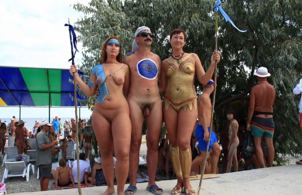 Three Painted Girl Poses pics - Nudism and naturism bring you closer to nature