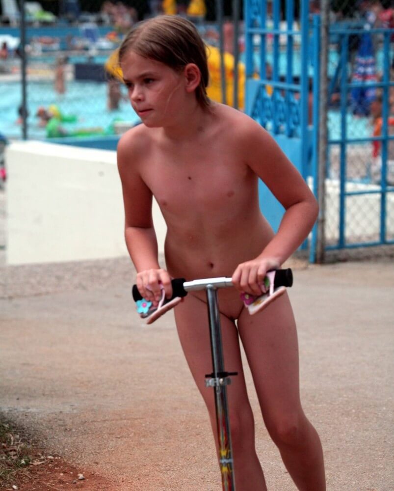 Pool-Side Naturist Scooter pics - Nudism has been around for a very long time