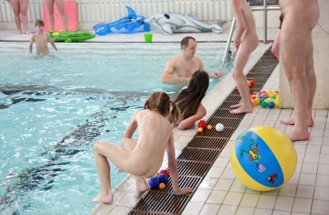 Nude family in the pool photos - Nudity is an integral part of life in nature
