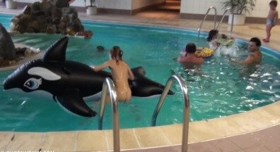 Indoor dolphin ride Full HD - Freedom is an integral part of naturism